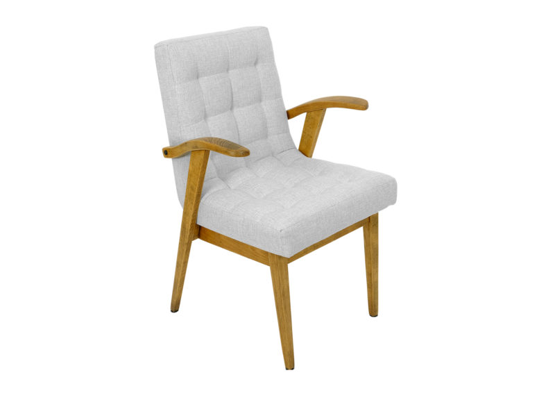 Armchair from the Polish People's Republic era, model 300-137b, designed by Mieczysław Puchała. Gray. armchair after renovation
